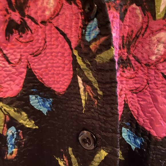 Vintage Women's Quilted Bold Floral Reversable to solid black - Vest Size 1X - Picture 3 of 6